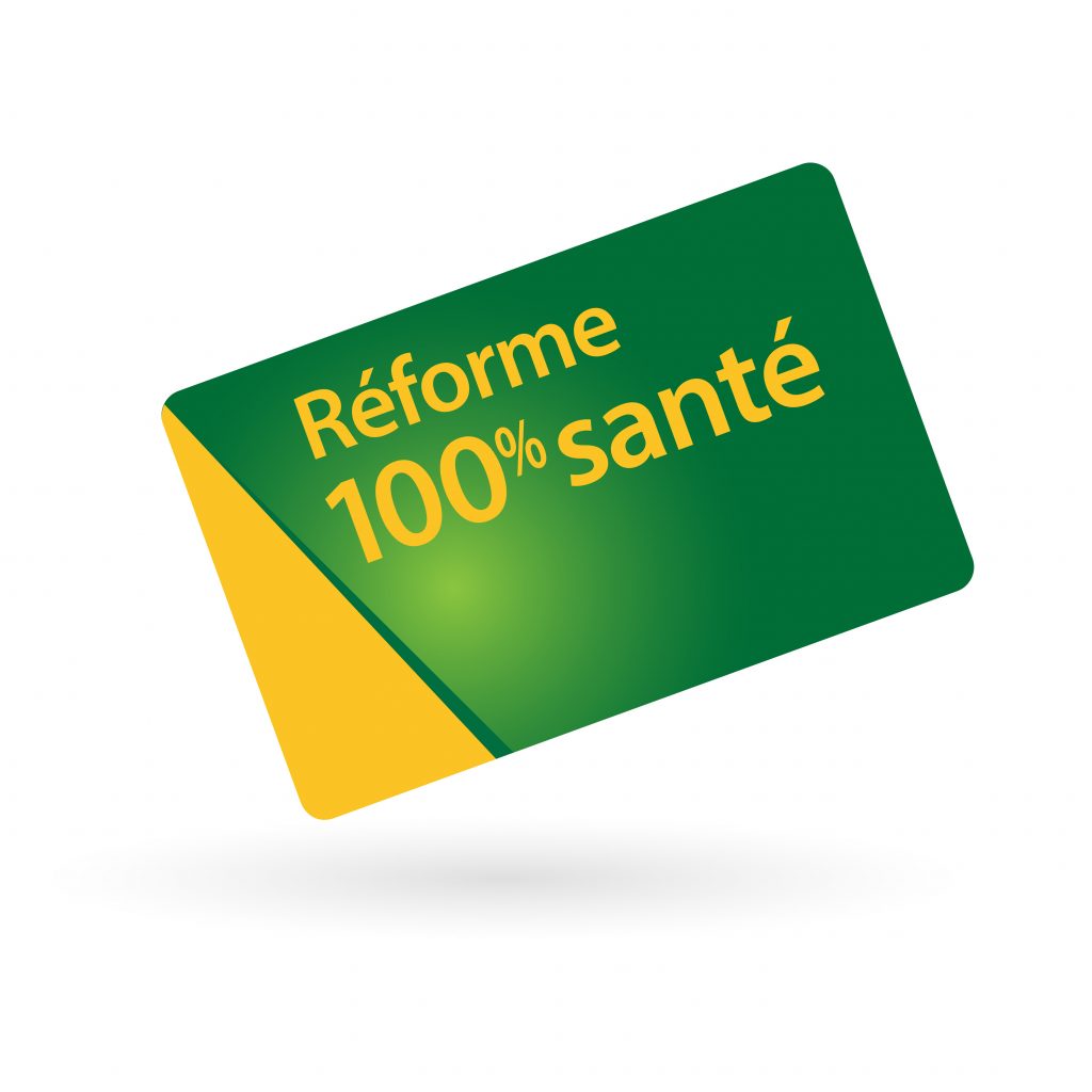 carte vitale avec inscrit "réforme 100% santé" dessus